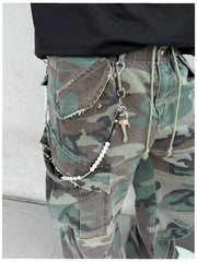 White&Black Ball Pants Chain Ball Wallet Chain Stone Beaded Wallet Chain Rock Bead Wallet Chain - iChainWallets