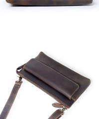 Crossbody Clutch Bag Mens Leather Crossbody Bag Clutch Vintage Shoulder Clutch Bag - iwalletsmen