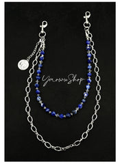 White Turquoise Beaded Wallet Chain Beaded Pants Chain Double Wallet Chain - iChainWallets