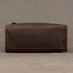 Brown Leather Vertical Briefcase Business Handbag for Men Office Handbag for Men - iwalletsmen