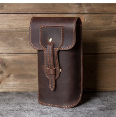Dark Brown Mens Belt Pouch Leather Belt Phone Pouch Leather Phone Belt Pouch - iwalletsmen