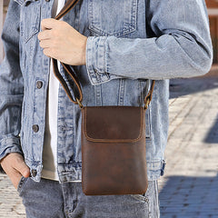 Genuine Leather Cell Phone Crossbody Bag - iwalletsmen