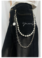 Beaded Wallet Chain Black Turquoise Stone Wallet Chain Double Wallet Chain - iChainWallets