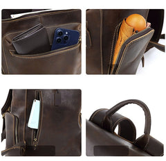 Dark Brown Leather 15 inch Laptop Backpack