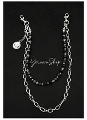 Womens White Stone Wallet Chain Double Wallet Chain - iChainWallets