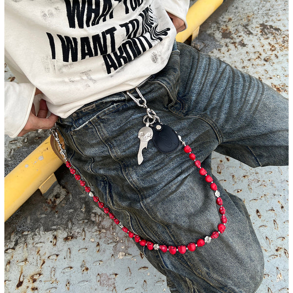 Red Skull Head Wallet Chain 