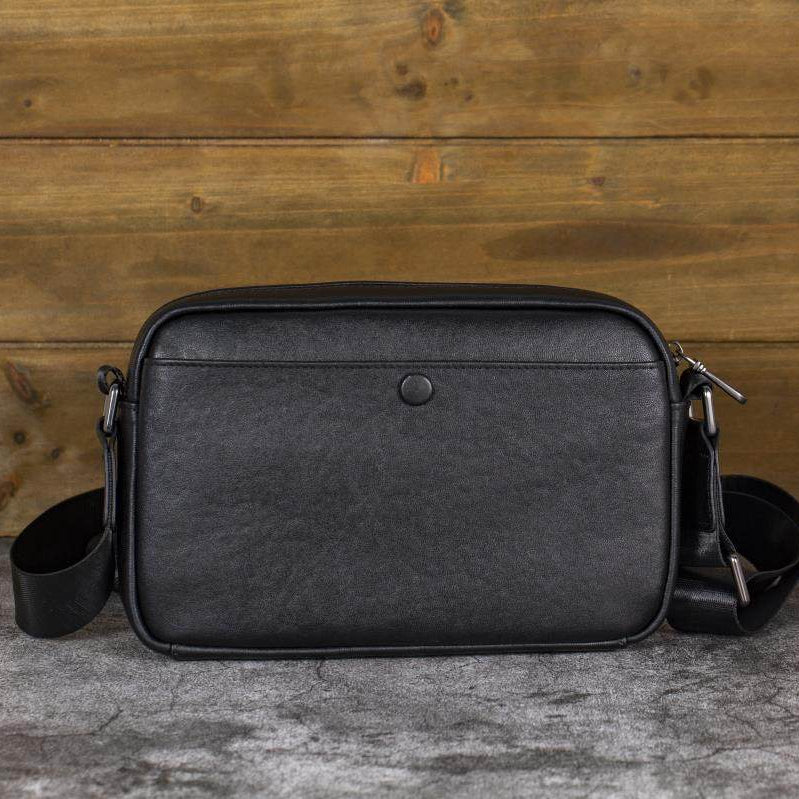 Mens Black Leather Crossbody Bag - iwalletsmen
