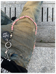 Pink  Ball Wallet Chain Ball Pants Chain Turquoise Stone Beaded Wallet Chain Bead Wallet Chain - iChainWallets