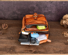 Brown Leather Chest Bag for Men Mens Chest Crossbody Bag Leather Cross Chest Bag Men's - iwalletsmen