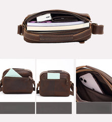 Small Dark Brown Leather Crossbody Purse - iwalletsmen