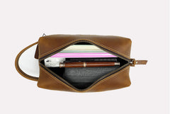 Brown Leather Toiletry Bag Men's Brown Leather Toiletry Bag Full Grain Leather Toiletry Bag - iwalletsmen