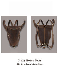 Brown Ox Bull Head Leather Backpack Mens Cool Leather Backpack - iwalletsmen