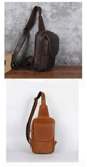 Brown Leather Sling Bag for Men Crossbody Leather Sling Bag Leather Sling Crossbody Bag - iwalletsmen