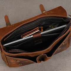 Brown Leather 14 inches Laptop Briefcase - iwalletsmen