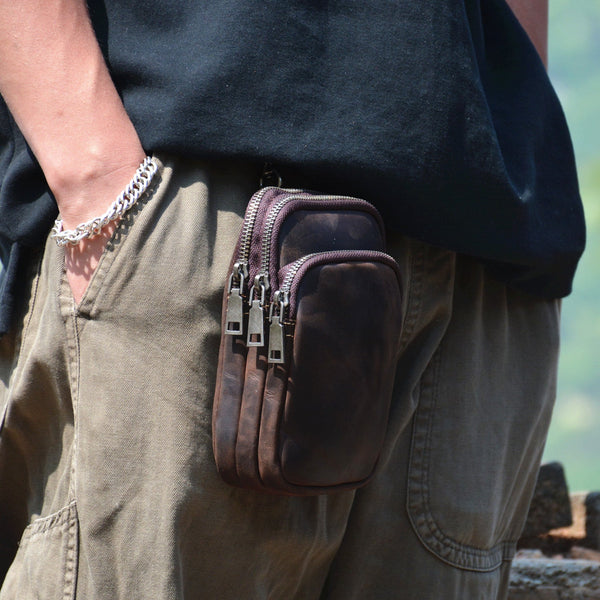 Leather Pouch Bag for Mens Small Pouch Bag for Men Belt Pouch for Men - iwalletsmen