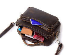 Mens Small Crossbody Bag with Handle Small Mens Crossbody Bag Brown Leather Small Crossbody Bag for Men - iwalletsmen