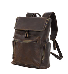 Dark Brown Leather Backpack for 15 inch Laptop for Men - iwalletsmen