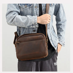Small Dark Brown Leather Crossbody Purse - iwalletsmen