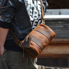 Mens Barrel Leather Bag Small Barrel Shoulder Bag - iwalletsmen