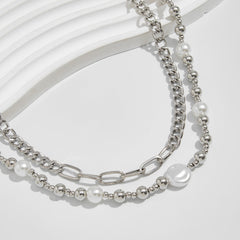 Double Pearl Wallet Chain Beaded Wallet Chain Womens Double Wallet Chain - iChainWallets