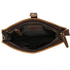 Brown Leather Clutch with Shoulder Strap - iwalletsmen