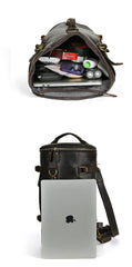  Leather Convertible Backpack Bucket Backpack Crossbody Convertible - iwalletsmen