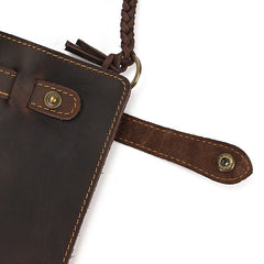 Biker Chain Wallet with Briaded Leather Wallet Chain - iwalletsmen