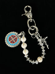 White Ball Wallet Chain Long Ball Wallet Chains for Women Beaded Wallet Chain