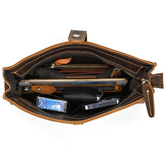 Brown Leather Clutch with Shoulder Strap - iwalletsmen