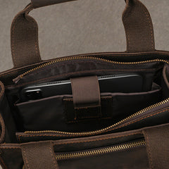 Brown Leather Vertical Briefcase Business Handbag for Men Office Handbag for Men - iwalletsmen