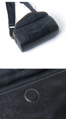 Black Barrel Leather Bag Mens Barrel Crossbody Bag Barrel Shoulder Bag for Men - iwalletsmen
