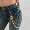 Gold Womens Wallet Chain Pearl Wallet Chain for Women Triple Ball Wallet Chain - iChainWallets