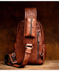 sling bags for big guys leather texture close up