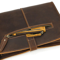 Brown Leather Clutch with Shoulder Strap - iwalletsmen