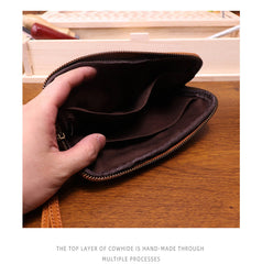 Dark Brown Leather Wristlet Clutch Wallet for Men Leather Phone Clutch Wallet - iwalletsmen