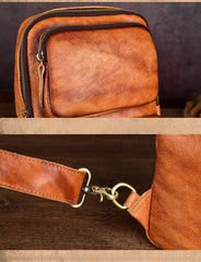 Brown Leather Chest Bag for Men Mens Chest Crossbody Bag Leather Cross Chest Bag Men's - iwalletsmen