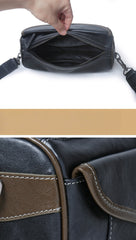 Black Barrel Leather Bag Mens Barrel Crossbody Bag Barrel Shoulder Bag for Men - iwalletsmen