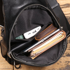 Black Crossbody Leather Sling Bag Leather Sling Crossbody Bag - iwalletsmen
