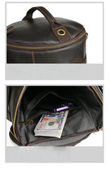 Dark Brown Leather Convertible Backpack 