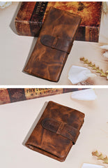 Brown Leather Wallet with Buckle for Men 