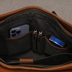 Brown Leather 14 inches Laptop Briefcase - iwalletsmen