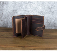 Leather Vertical Wallet with Buckle Mens Wallets Leather Vertical Bifold Wallet - iwalletsmen