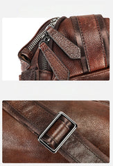 Brown Leather Sling Bag Waist Bag for Men 