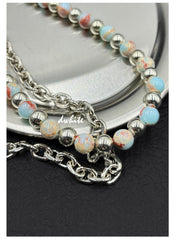 Light Blue Shoushan Stone Double Wallet Chain - iChainWallets