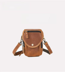 Brown Mens Belt Pouch Leather Belt Phone Pouch - iwalletsmen
