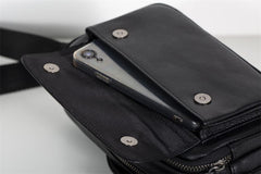 Mens Black Leather Crossbody Bag 