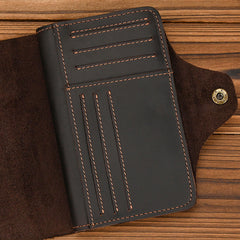 Leather Vertical Wallet with Buckle with Coin Pocket - iwalletsmen
