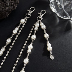 Fake Pearl Wallet Chain for Women Double Wallet Chain Beaded Wallet Chain - iChainWallets
