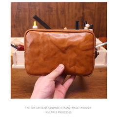 Brown Leather Wristlet Clutch Wallet for Men 