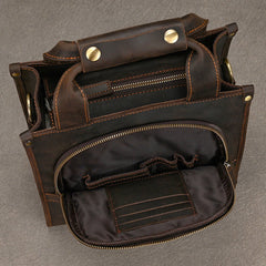 Brown Leather Vertical Briefcase Business Handbag for Men Office Handbag for Men - iwalletsmen